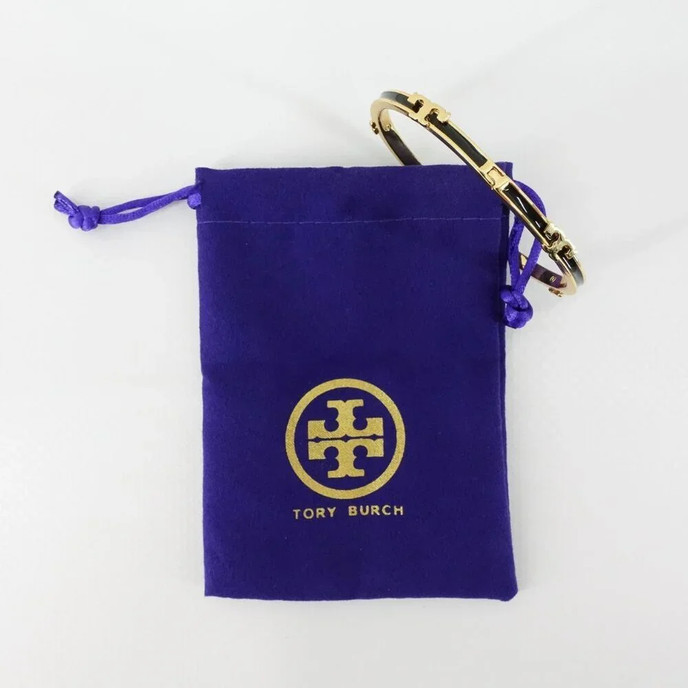 Tory Burch Serif-T Enameled Stackable Bracelet Black OS - Picture 4 of 12